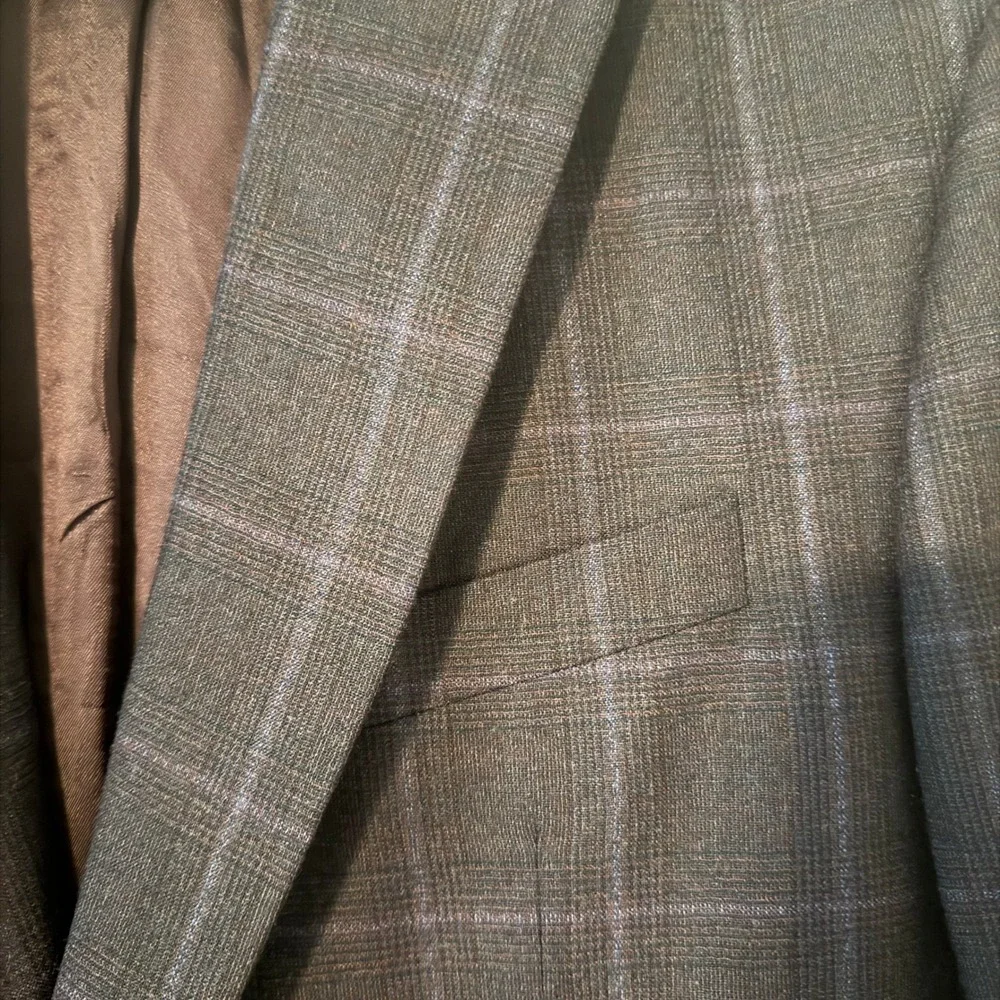 Jack Victor Plaid Glen Check Sport Coat Blazer Navy Blue Wool Men 42R